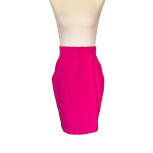 Vintage 80s 90s Donna Karan Hot Pink Silk Pencil Skirt sz 4